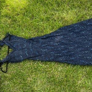 Elegant Navy Blue Lace Dress